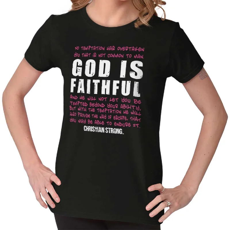 God is Faithful Chri Ladies T Shirt Cool Women's Distressed