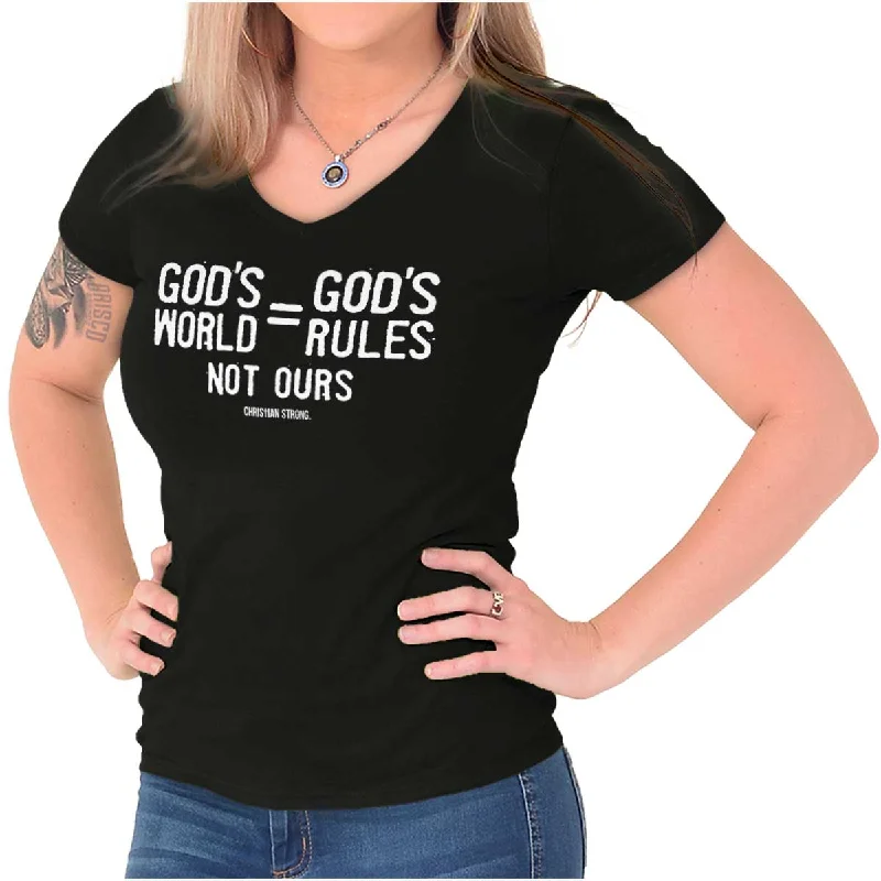 God's World Junior Fit V-Neck T-Shirt Traditional Women's 