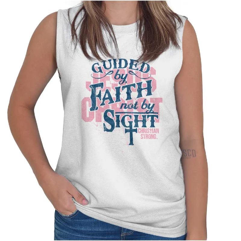 Guided by Faith Sleeveless T-Shirt Feminine Women's Soft 