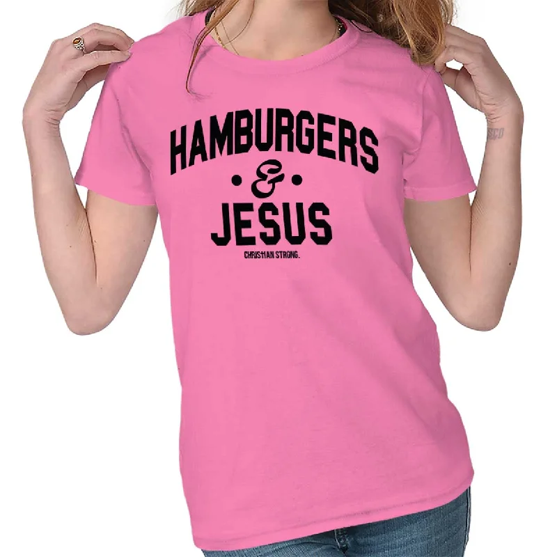 Hamburgers & Jesus Ladies T Shirt Earthy Women's 