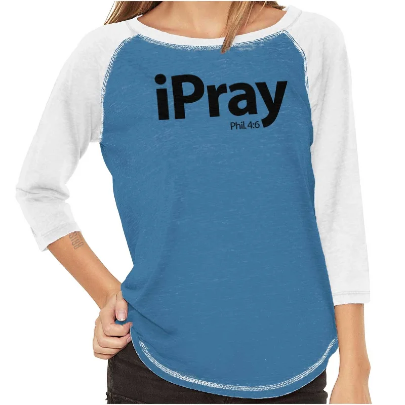 I Pray Philippians Baseball Raglan T Preppy Women's College