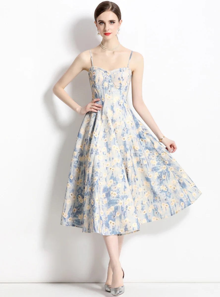 JACQUARD SUSPENDER HIGH WAIST SLIM DRESS Relaxed Women's 