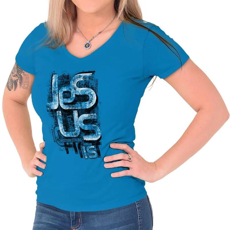 Jesus Christ Junior Fit V-Neck T-Shirt Hip Women's Urban