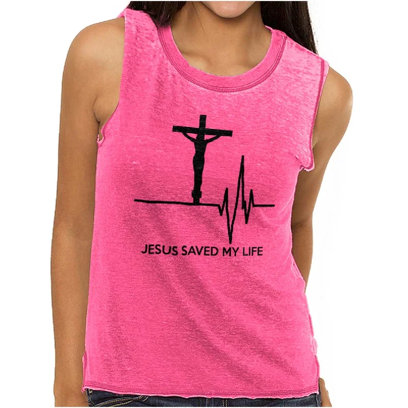 Jesus Saved My Life Junior Muscle Tee Practical Women's Multi - 
