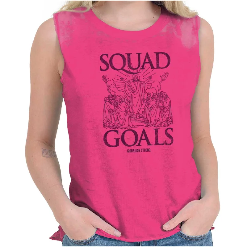 Jesus Squad Goals Junior Muscle T-shirt Sleek Women's Metallic