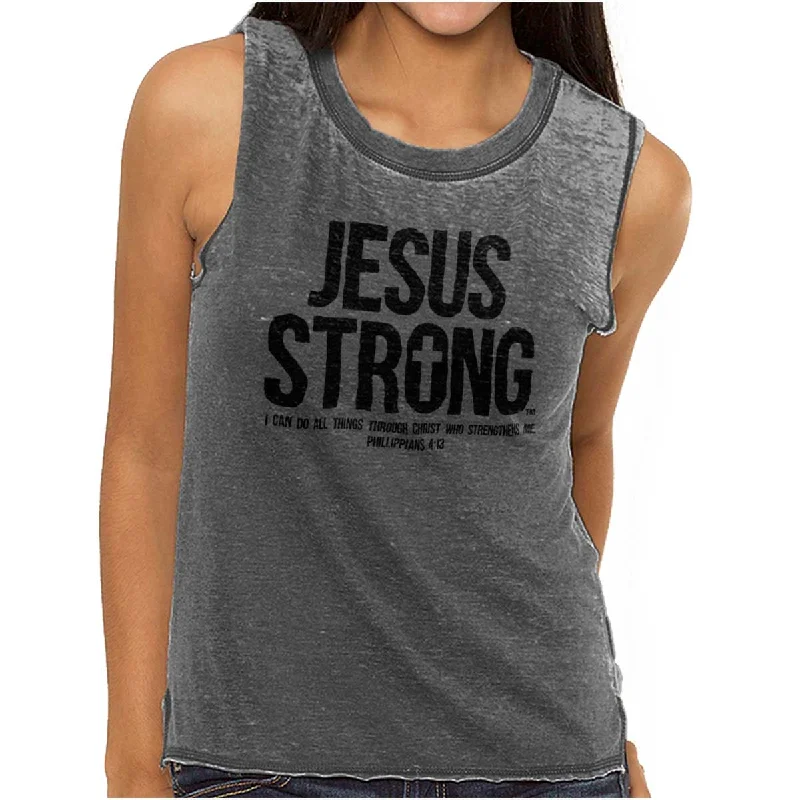 Jesus Strong Junior Muscle Tee Dynamic Women's High - energy