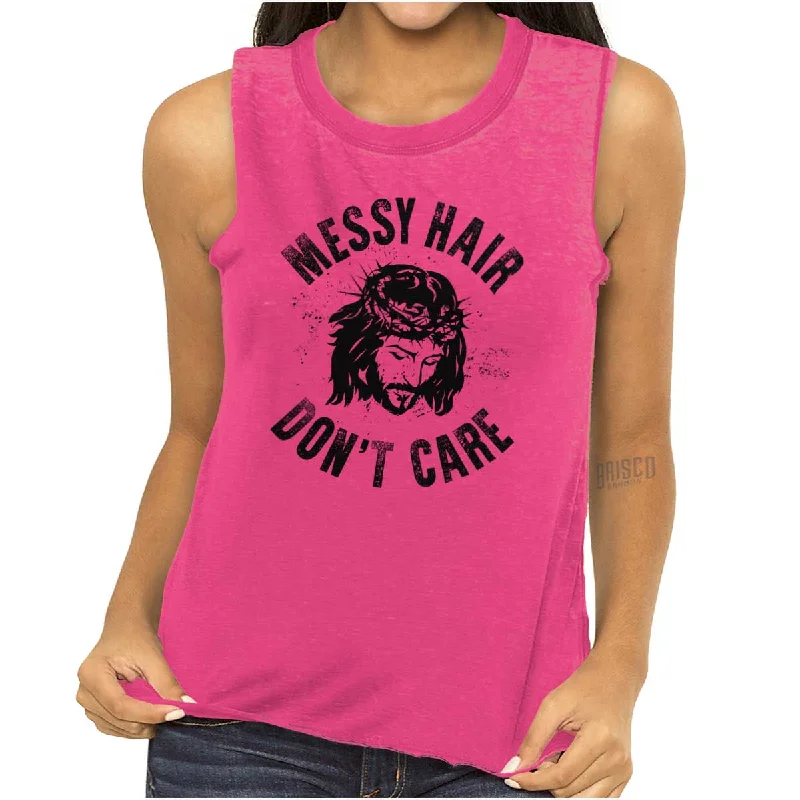Messy Hair Jesus Junior Muscle T-shirt Geometric