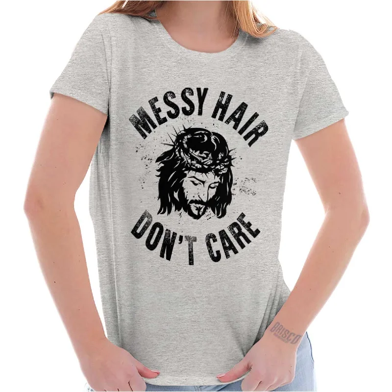 Messy Hair Jesus Ladies T Shirt Women