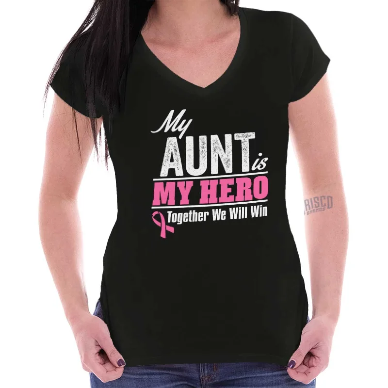 My Aunt My Hero Junior Fit V-Neck T Shirt Artistic Women's Avant - 