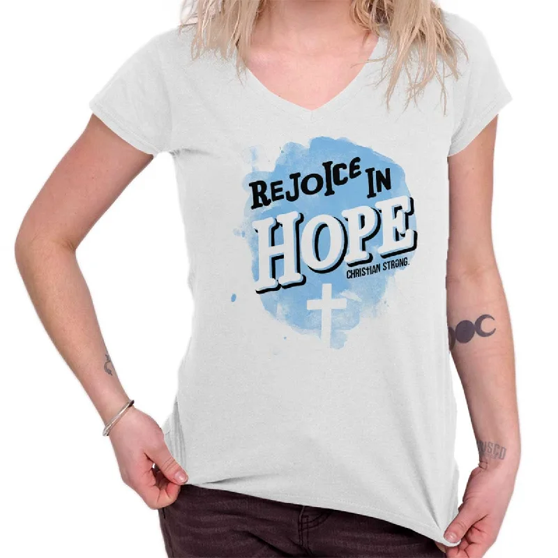 Rejoice in Hope Junior Fit V-Neck T-Shirt Youthful Women's Anime - inspired
