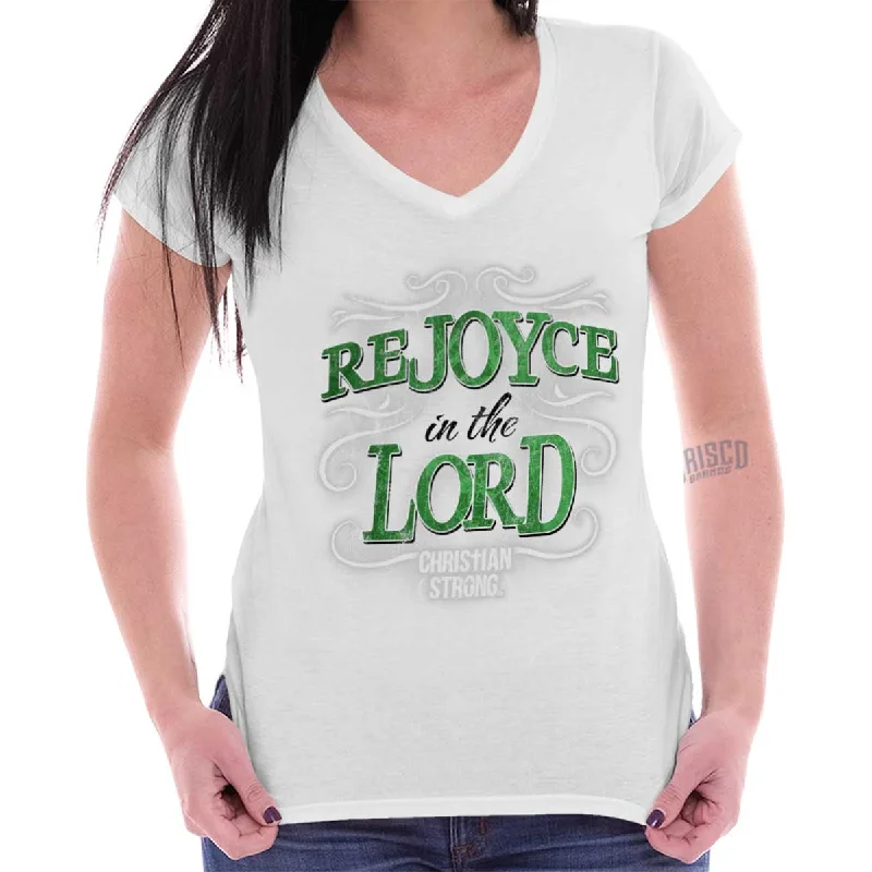 Rejoyce Junior Fit V-Neck T-Shirt Artistic Women's Hand - painted
