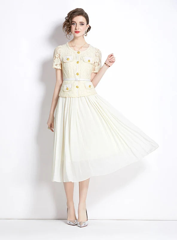 RETRO SHORT-SLEEVED SLIM BIG SWING DRESS Relaxed Women's Beachy