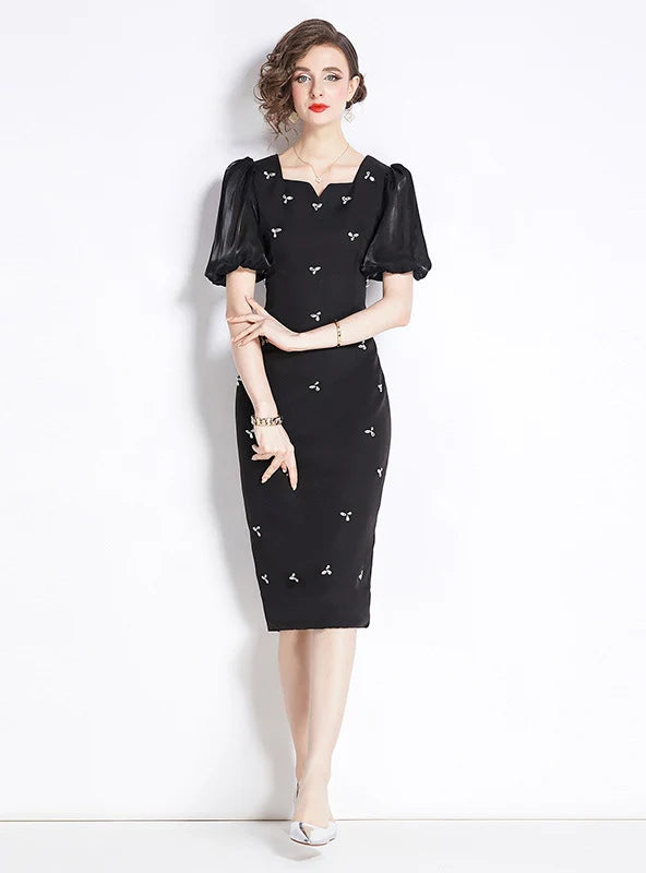RETRO SLIM SHORT-SLEEVED MEDIUM-LONG DRESS Sporty Women's Tennis
