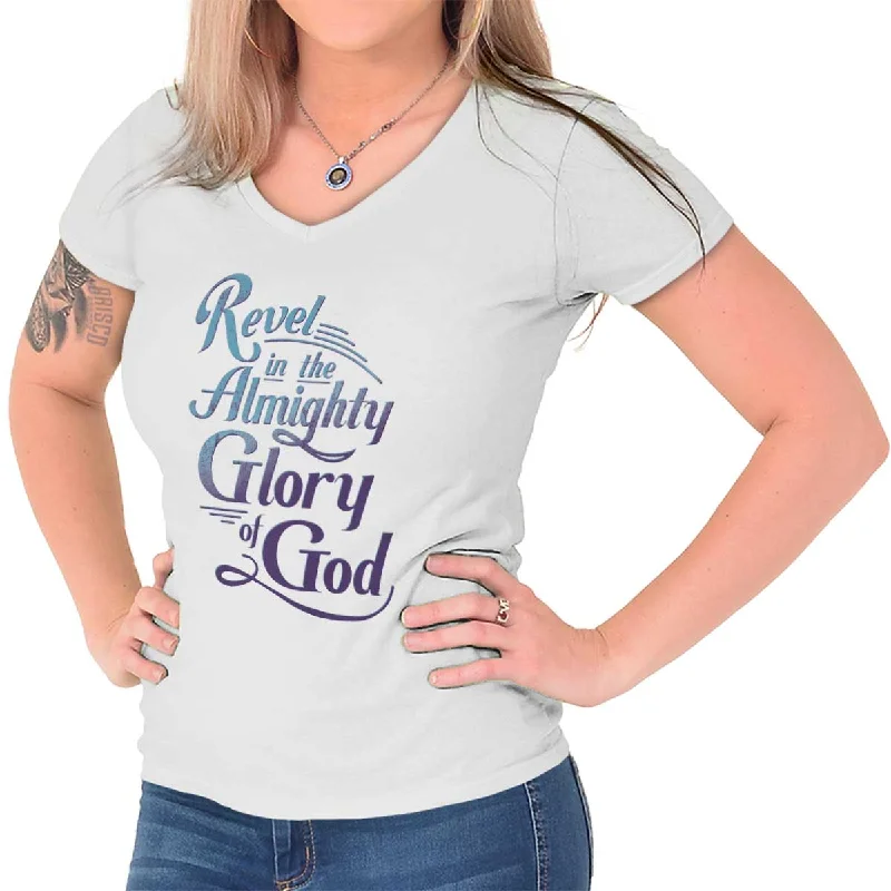 Revel in the Almighty Junior Fit V-Neck T-Shirt Earthy Women's Hemp - based