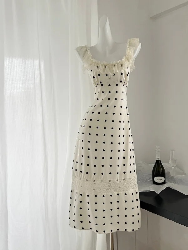 Romantic Lace Polka Dot Long Dress performance