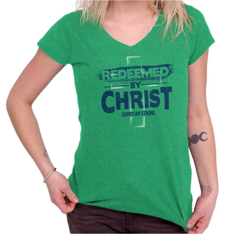 Sacrificed By Christ Junior Fit V-Neck T Shirt garde