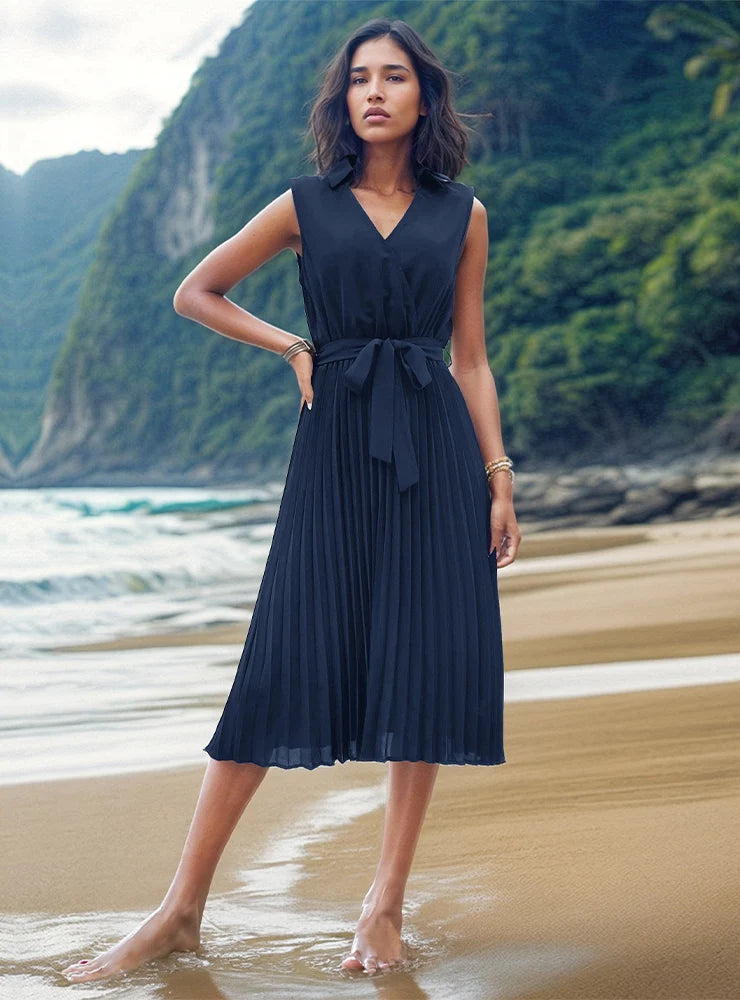 SLEEVELESS SOLID COLOR BEACH DRESS Women