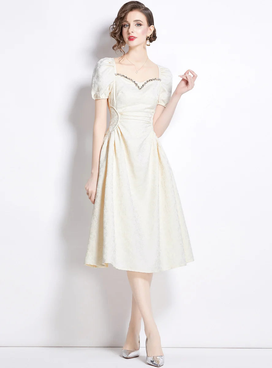 SQUARE NECK SLIM MID-LENGTH DRESS Modern Women's 
