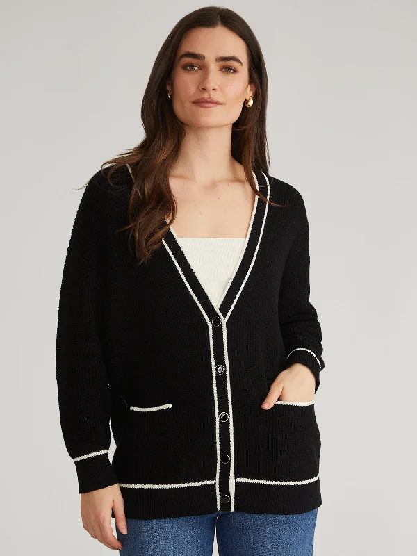 Emma: 100% Cotton Tipped Oversized Cardigan Modern Women's Tech