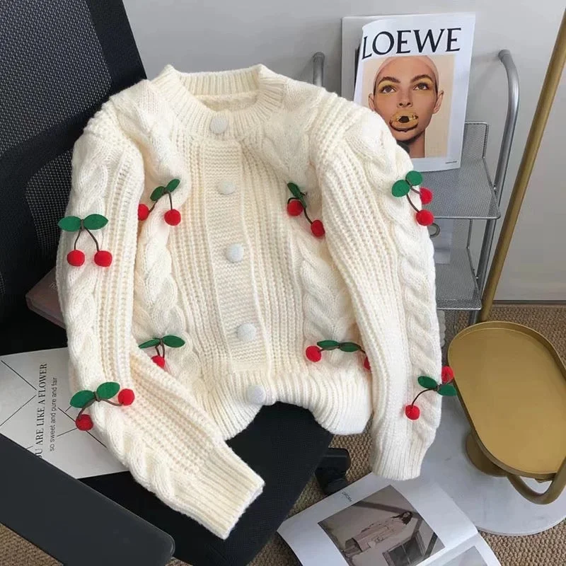 Alaine Statement Woolen Sweater with Cherry Detail Modern Women's Tech