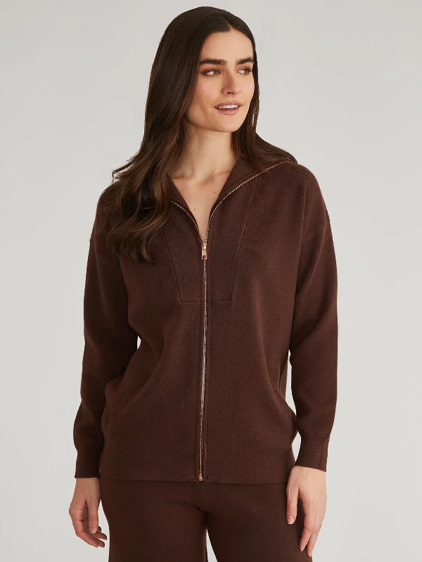 Amanda: Zip Front Cardigan Preppy Women's College