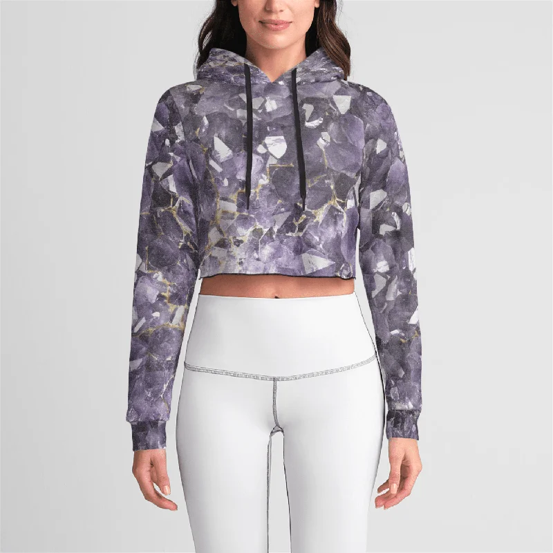 Amethyst Aura Womens Crop Hoodie Bold Women's Statement