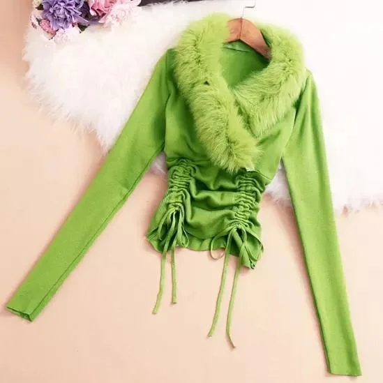 Brandy Fur Sweaters Dapper Women's Bow - adorned