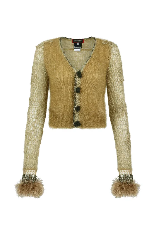 Camel Handmade Knit Cardigan performance