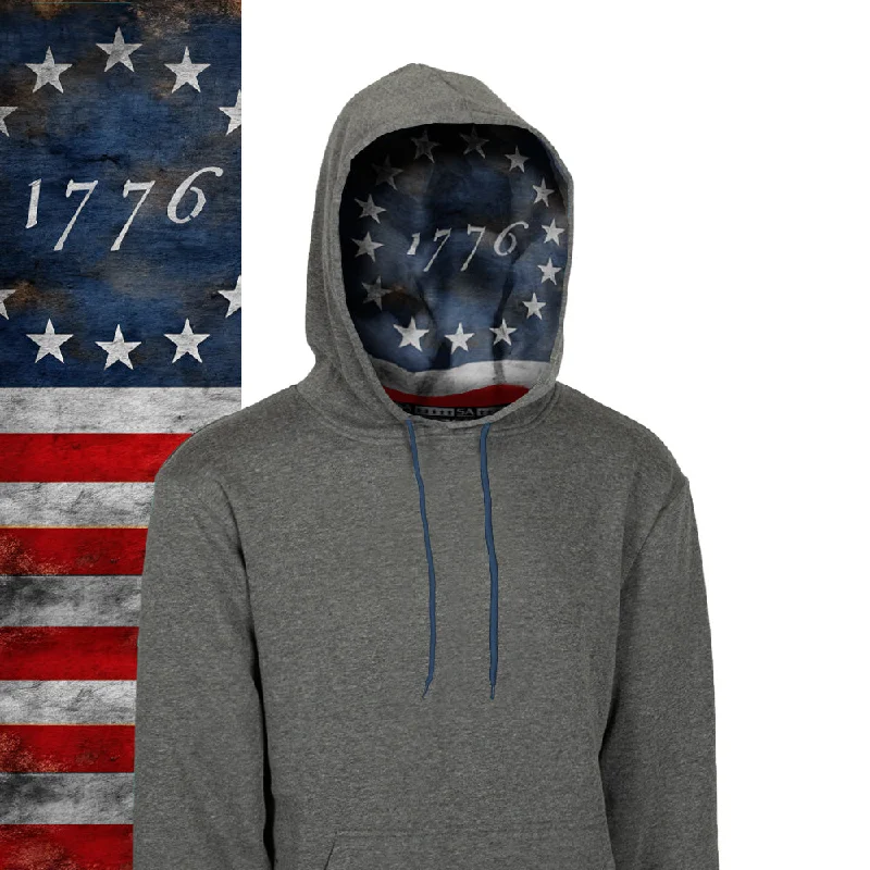 Classic Lined Hoodie | 1776 Flag | Dark Heather Grey Athletic Women's 