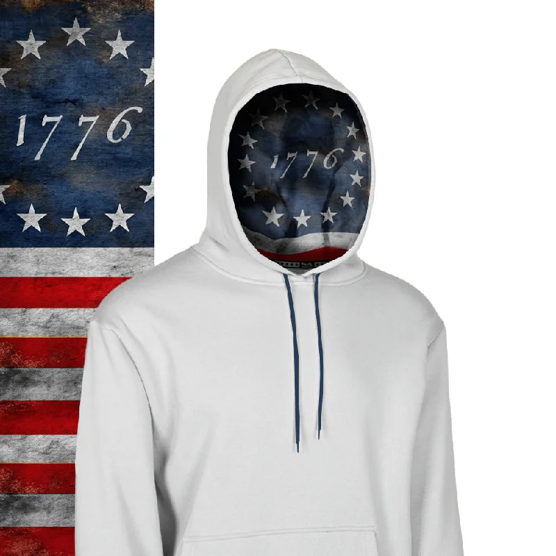 Classic Lined Hoodie | 1776 Flag | Light Grey Geometric
