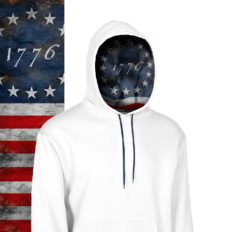 Classic Lined Hoodie | 1776 Flag | White Modern Women's 