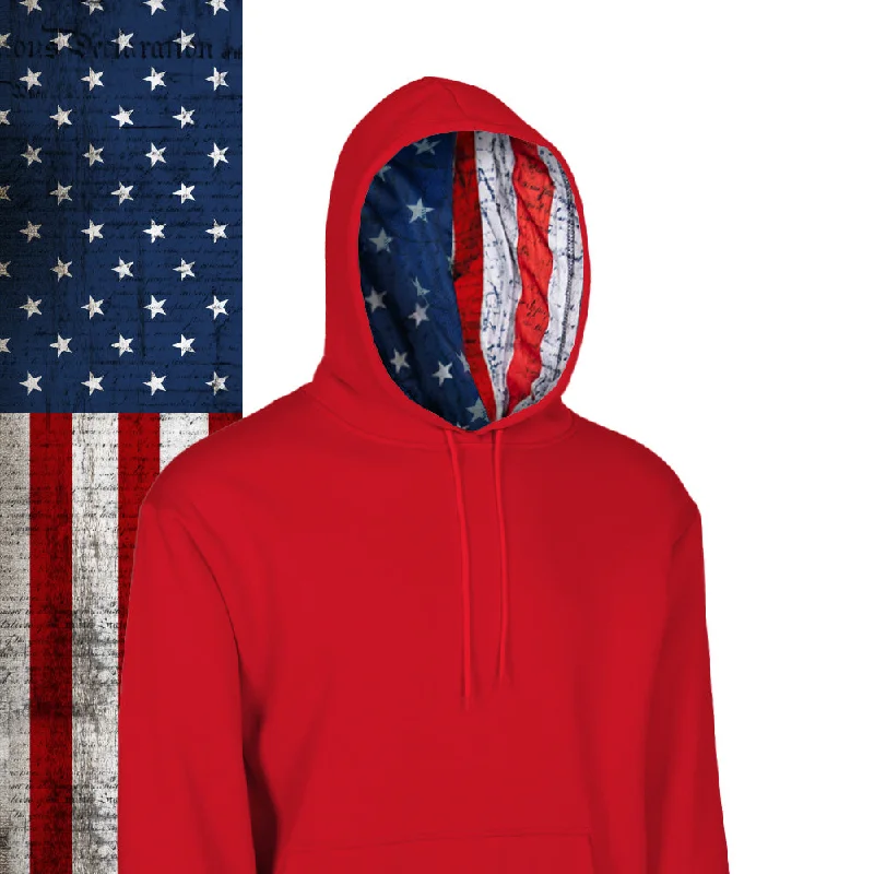 Classic Lined Hoodie | American Flag | Red Traditional Women's Wool
