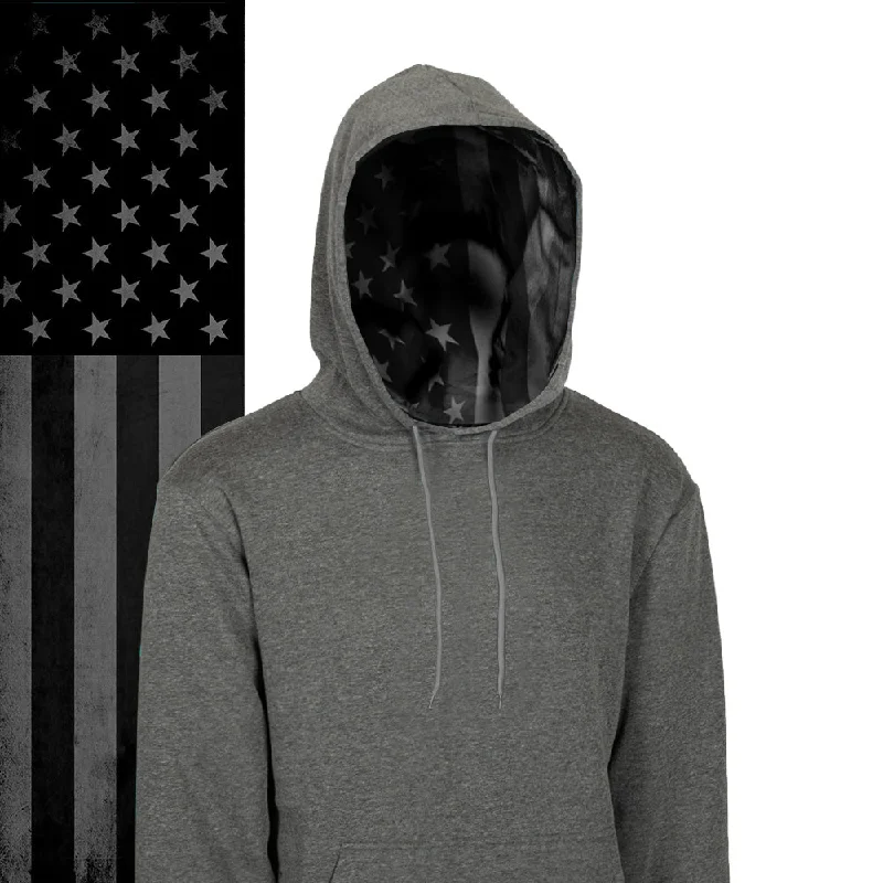 Classic Lined Hoodie | Blackout American Flag | Dark Heather Grey Refined Women's Hand - crafted