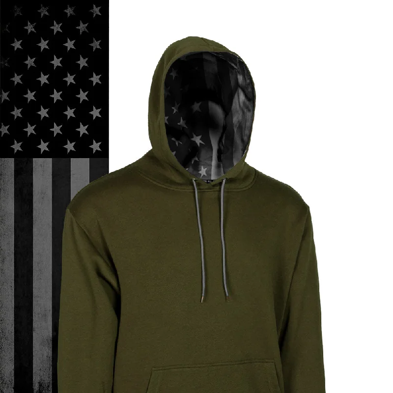 Classic Lined Hoodie | Blackout American Flag | Green Sporty Women's Tennis