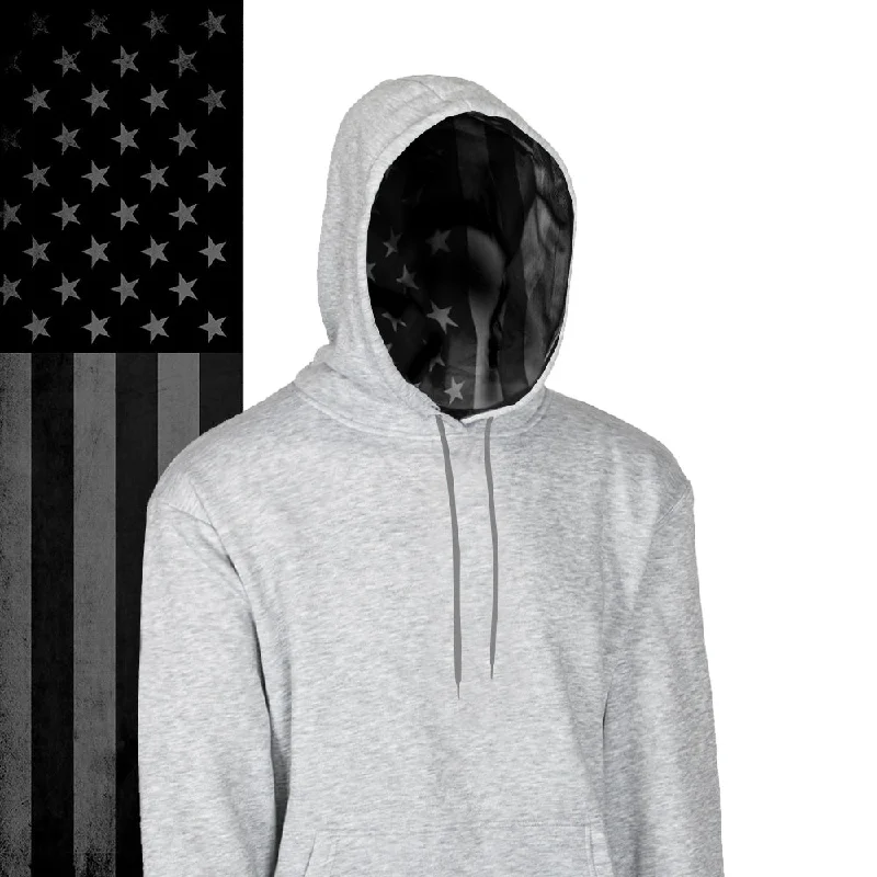 Classic Lined Hoodie | Blackout American Flag | Light Heather Grey Stylish Women's Neon Classic Lined Hoodie | Blackout American Flag | Light Heather Grey Stylish Women's Neon