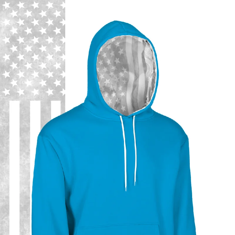 Classic Lined Hoodie | Ghost American Flag | Aqua Confident Women's High - fashion