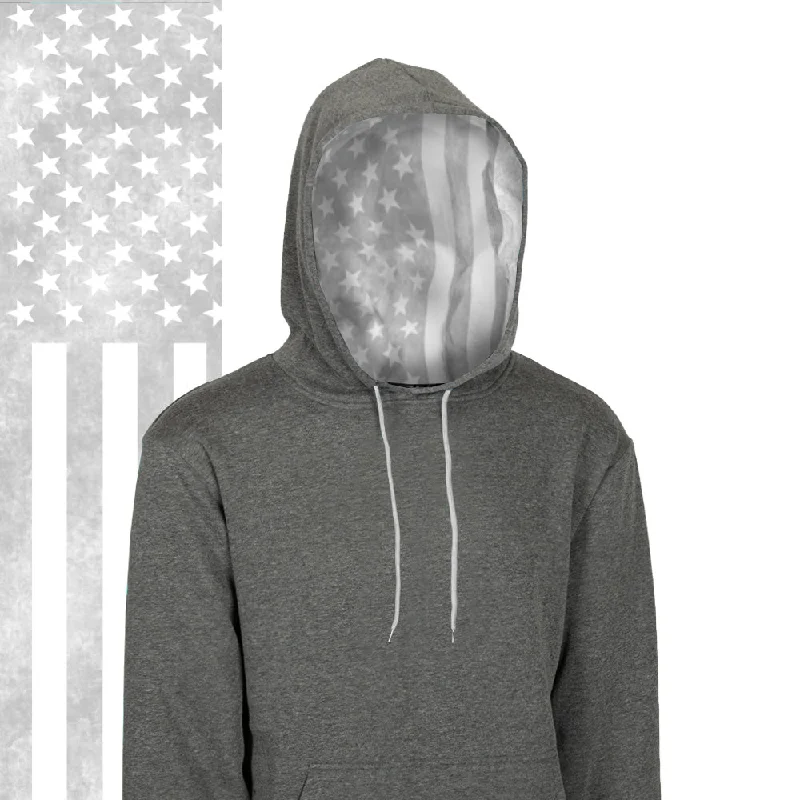Classic Lined Hoodie | Ghost American Flag | Dark Heather Grey Relaxed Women's Beachy Classic Lined Hoodie | Ghost American Flag | Dark Heather Grey Relaxed Women's Beachy
