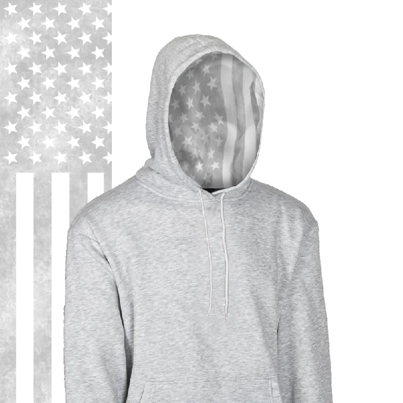 Classic Lined Hoodie | Ghost American Flag | Light Heather Grey Refined Women's Velvet Classic Lined Hoodie | Ghost American Flag | Light Heather Grey Refined Women's Velvet