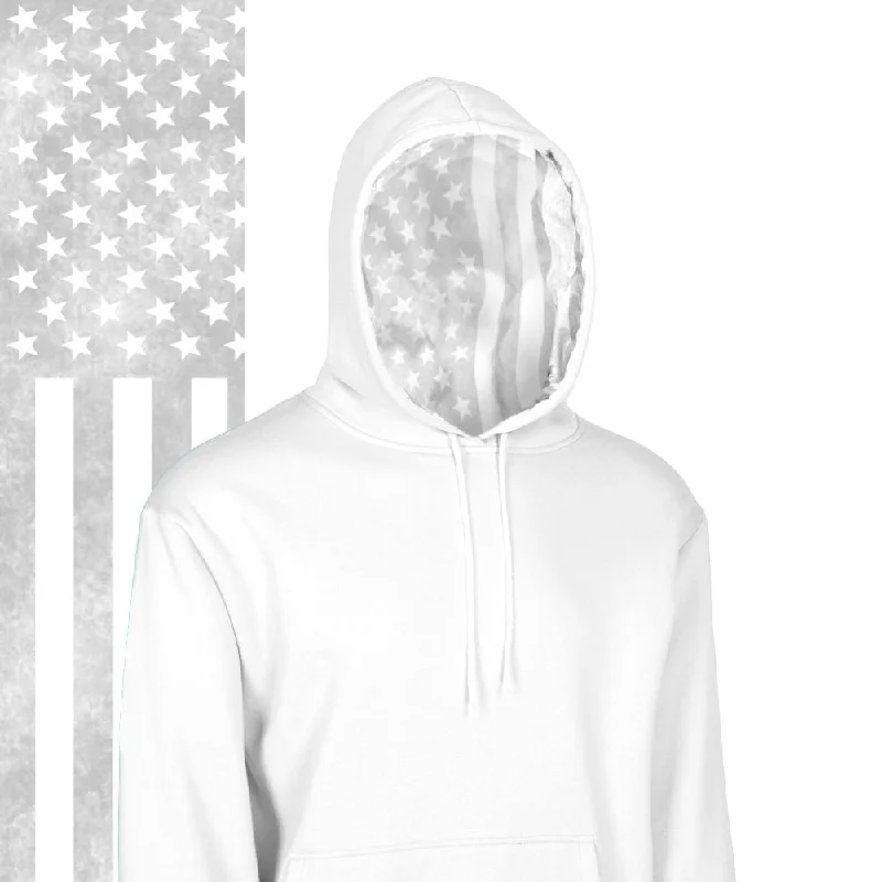 Classic Lined Hoodie | Ghost American Flag | White Youthful Women's Anime - inspired Classic Lined Hoodie | Ghost American Flag | White Youthful Women's Anime - inspired