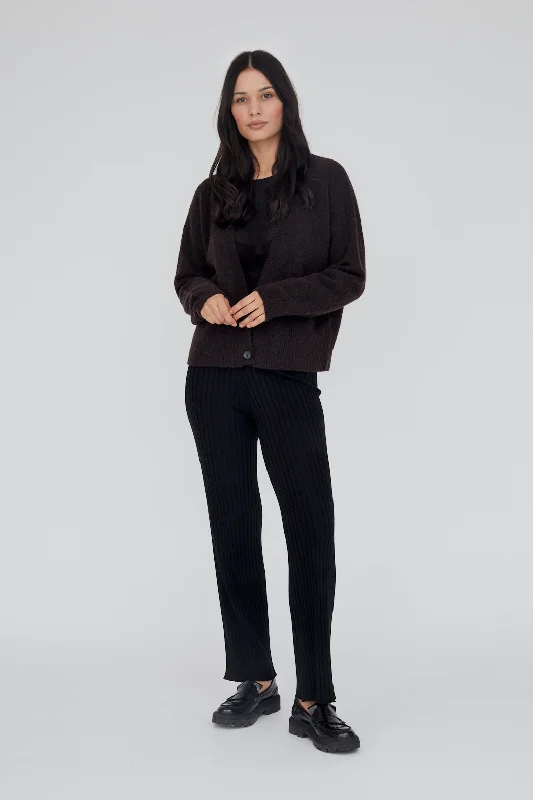 Claudine Deep V-Neck Cardigan - Chocolate Plum Street