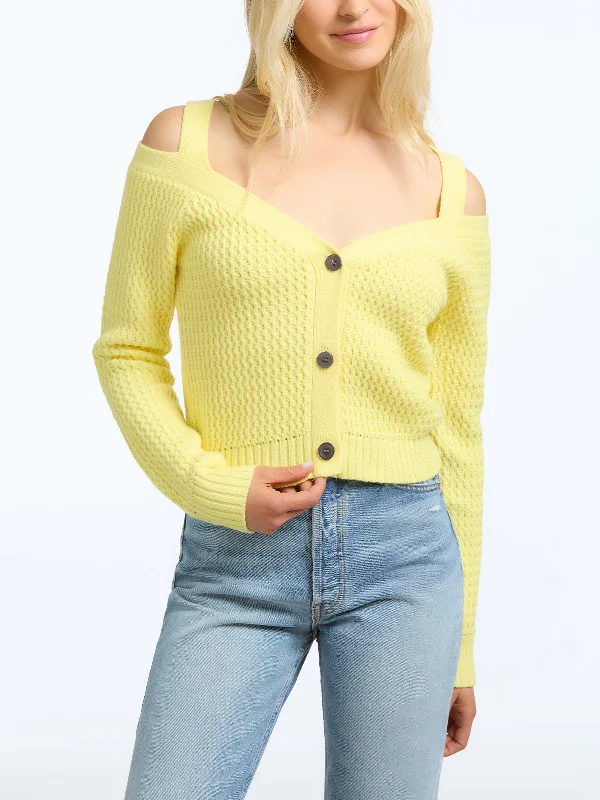 Cold Shoulder Rack Stitch Cardigan Refined Women's 