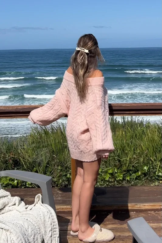 Collecting My Thoughts Oversized Sweater Dress (Blush Pink) Traditional Women's 
