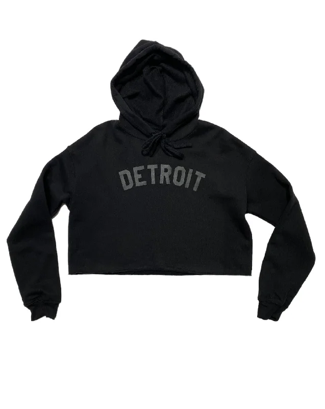 Ink Detroit Fleece Crop Hoodie - Black on Black Cozy Women's Winter