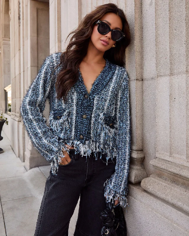Sarahphina Cropped Fringe Cardigan Laid - back Women's Vibe