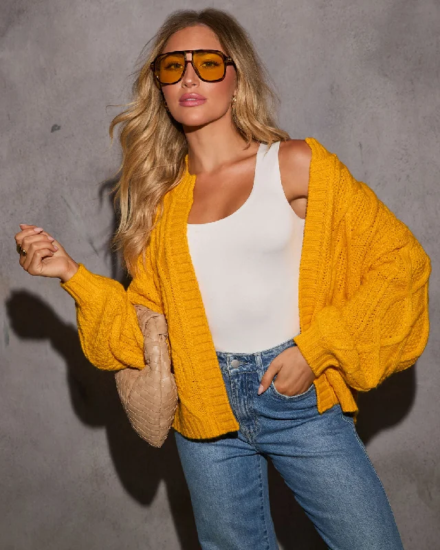 Emmy Cable Knit Open Front Cardigan Vacation
