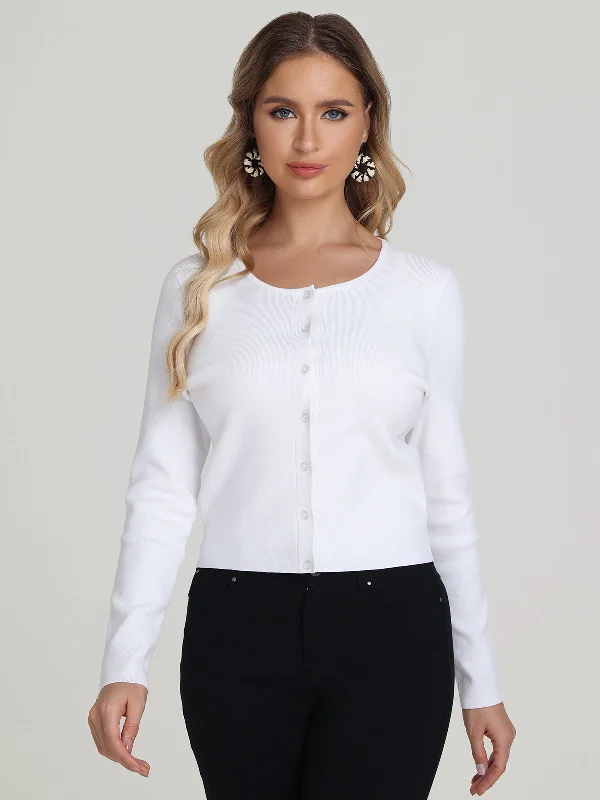 Eva: Cropped Crewneck Cardigan Sophisticated Women's 