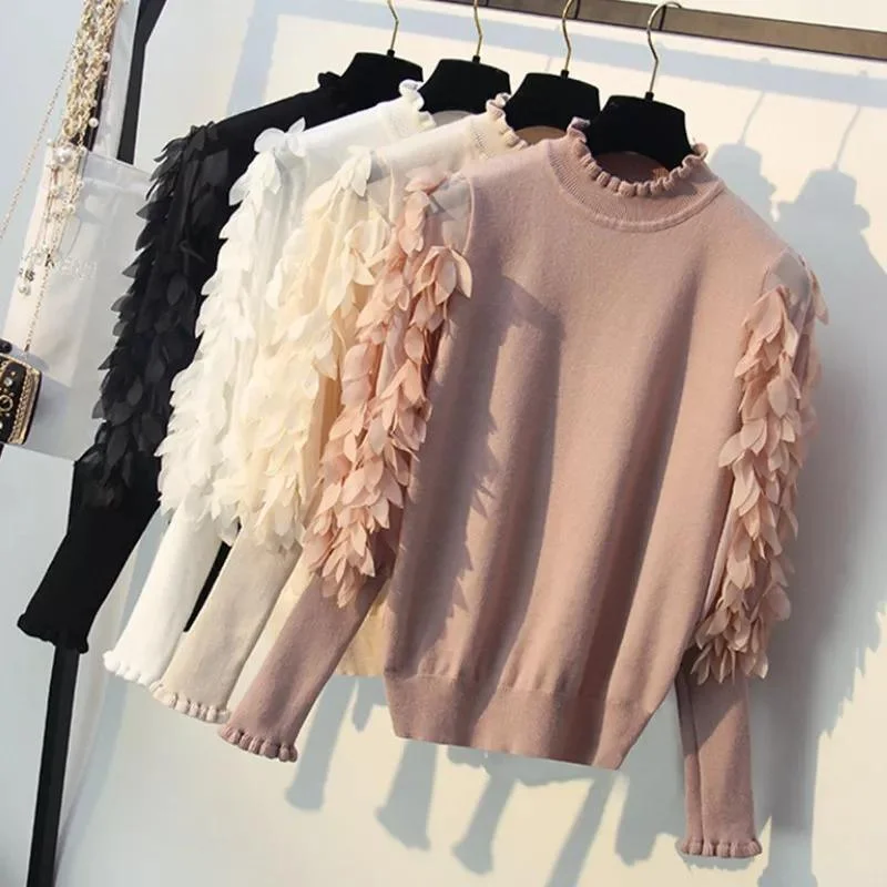 Feather Sleeve Sweaters Streetwear Style for 