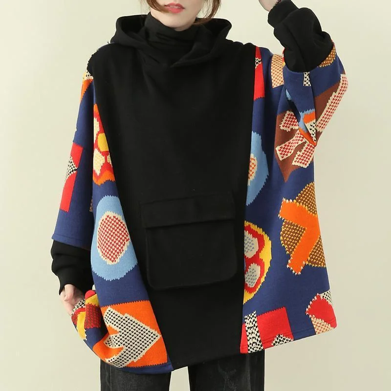 Handmade Stitching Pocket Hoodie Sweatshirt Casual Women's Japanese 