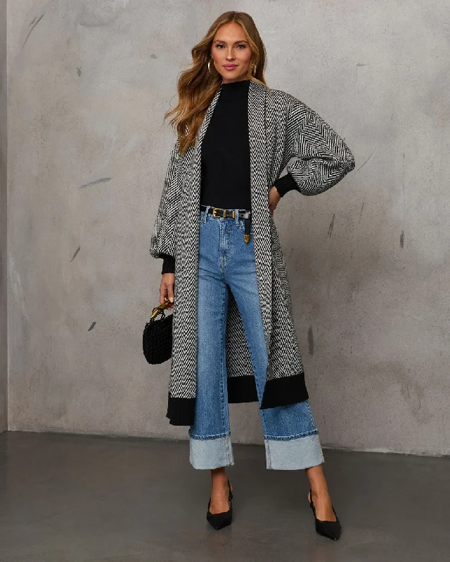 Herringbone Duster Cardigan Bohemian Women's Free