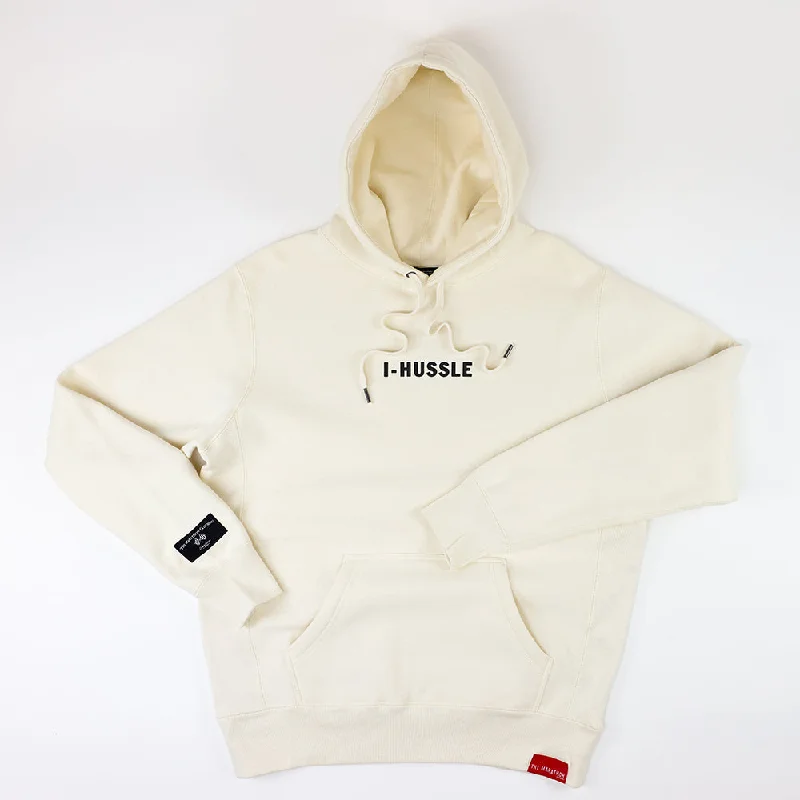 I-Hussle (Victory Flags) Hoodie - Bone/Black Casual Women's Loose - fitting